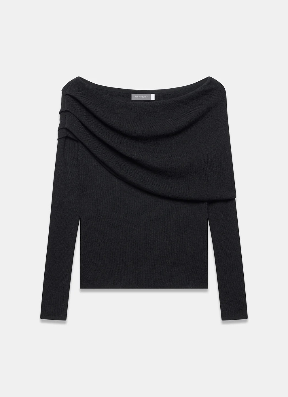 Black Bardot Knit Top | Mint Velvet - ROW