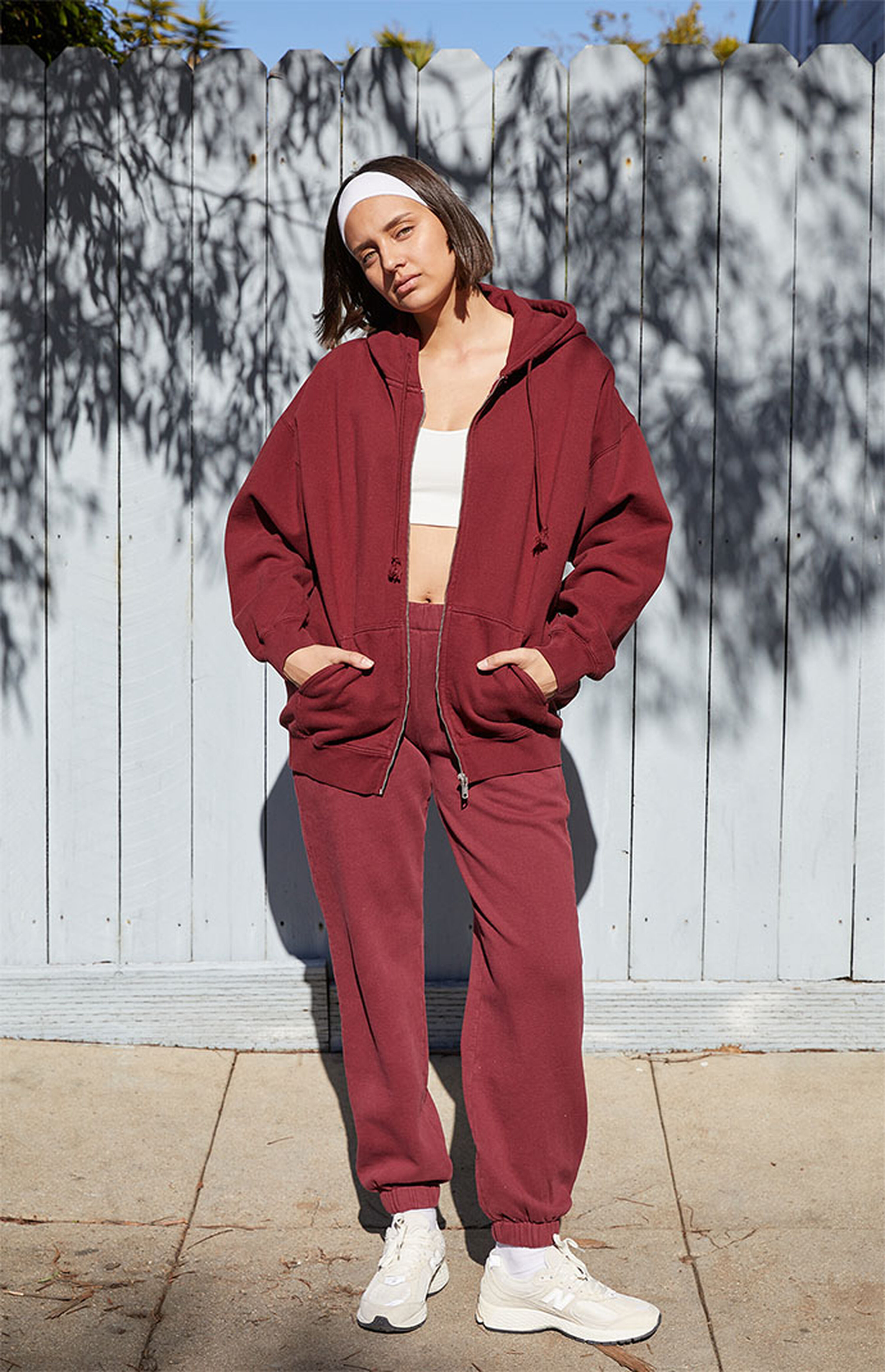 John Galt Burgundy Christy Full Zip Hoodie | PacSun