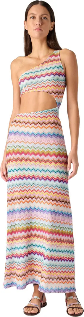 Missoni One-shoulder Cover-up In Lam\u00e9 Viscose With Pixel-effect Zigzag Pattern | Nordstrom | Nordstrom