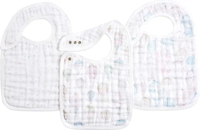 3-Pack Classic Organic Cotton Muslin Snap Bibs | Nordstrom