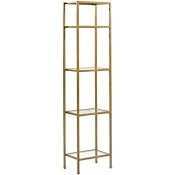 Crosley Furniture CF6114-GL Aimee Narrow Etagere Bookcase - Gold and Glass | Amazon (US)