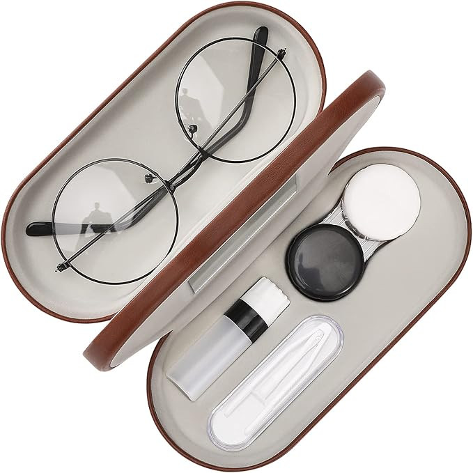 MoKo Double Eyeglass Case, Contact Lens Case with Mirror Tweezers Remover, 2 in 1 Double Sided Po... | Amazon (US)