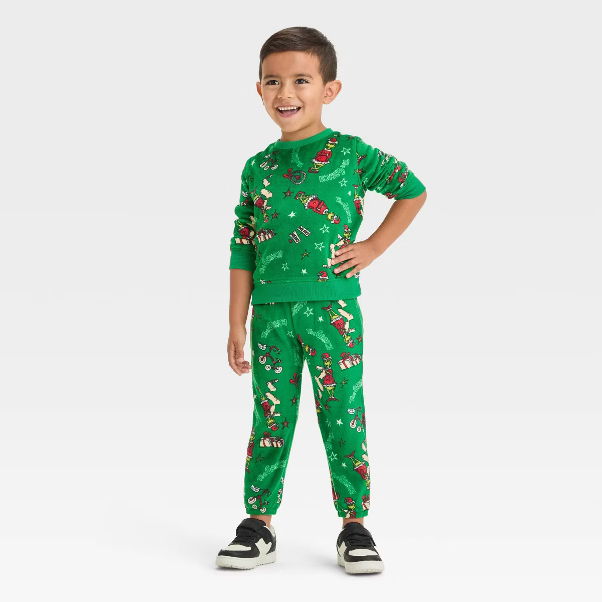 Toddler Boys' The Grinch 2pc Christmas Collection Velour Set - Green | Target