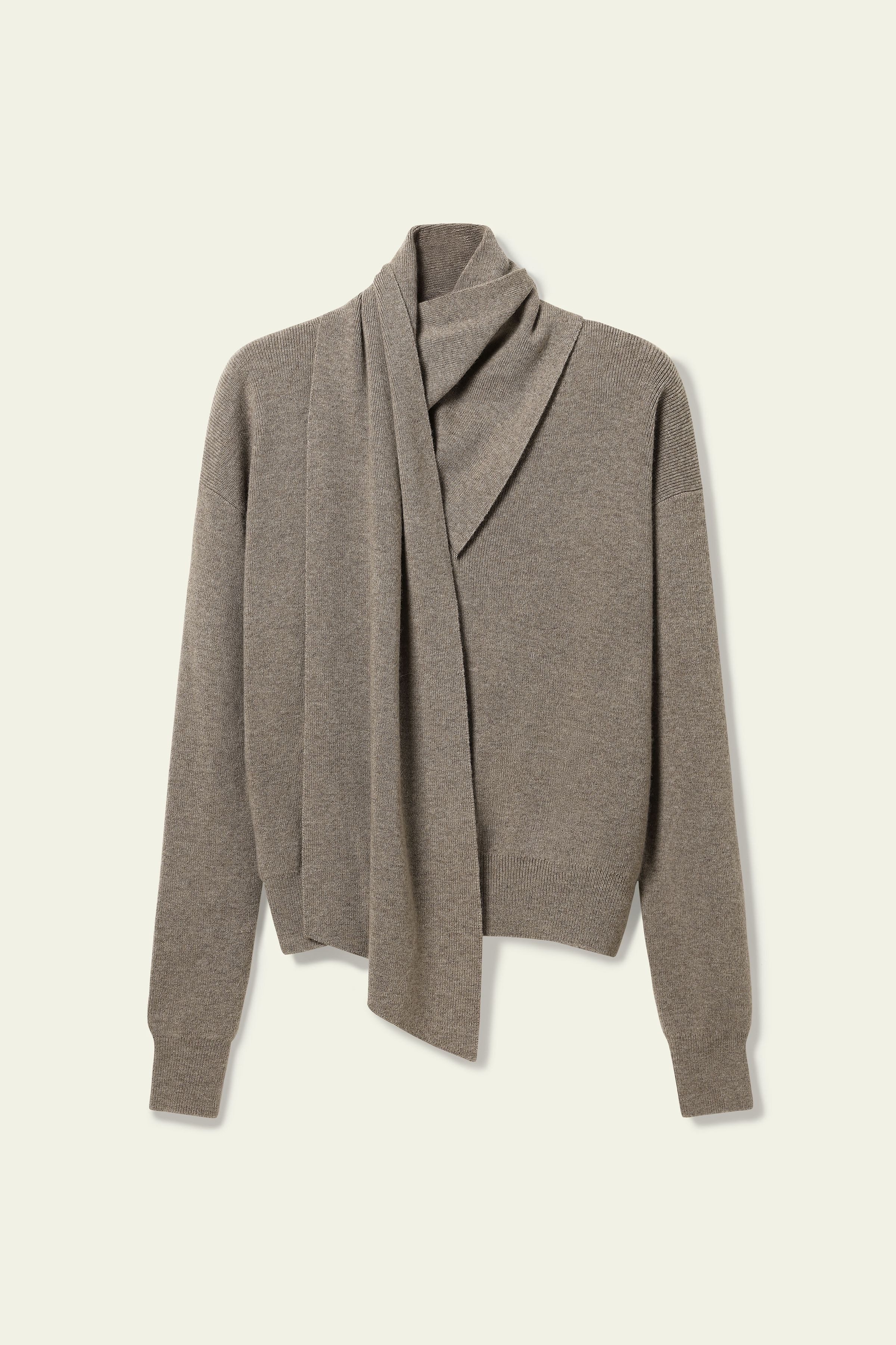 Bowtie Collar Wool-Cashmere Sweater | LilySilk
