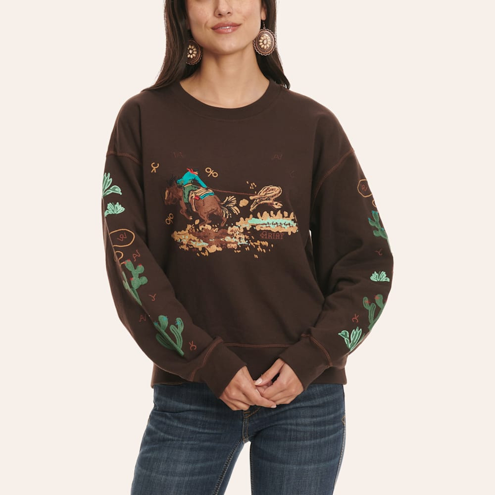 Ariat Women's Riata Chocolate Embroidered Sweatshirt | Cavender's