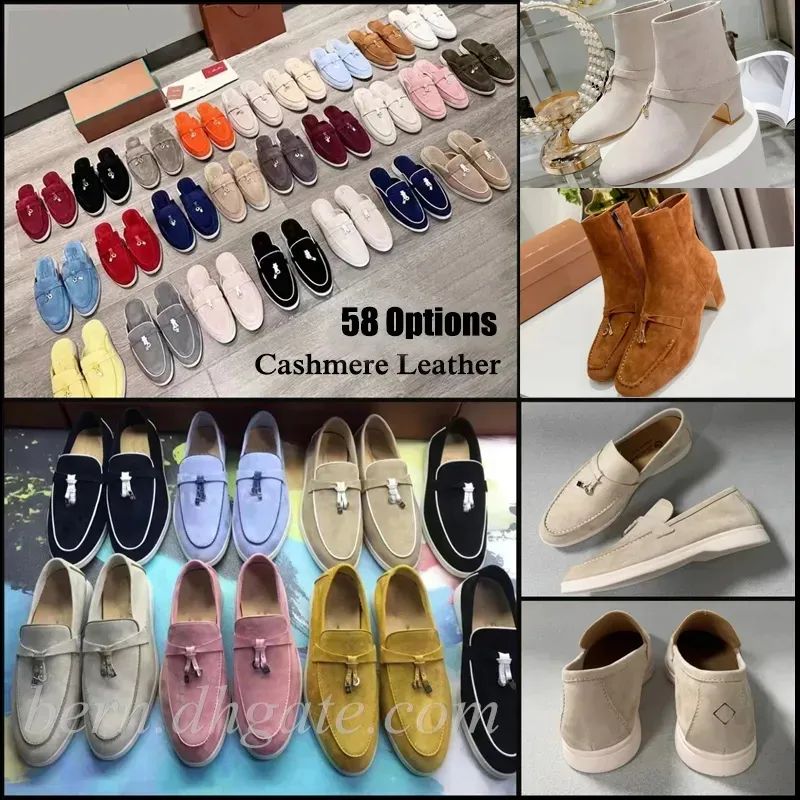 Premium Fashion Cashmere Suede Leather Casual Shoes Loafers With Letter Brand Logo For Women Or M... | DHGate