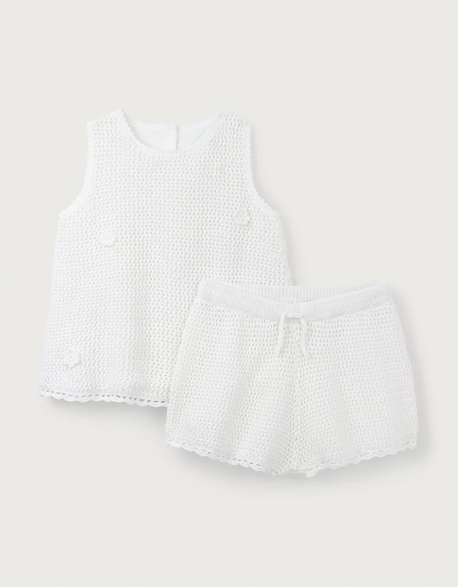 Crochet Flower Vest & Shorts Set (0–18mths) | The White Company US