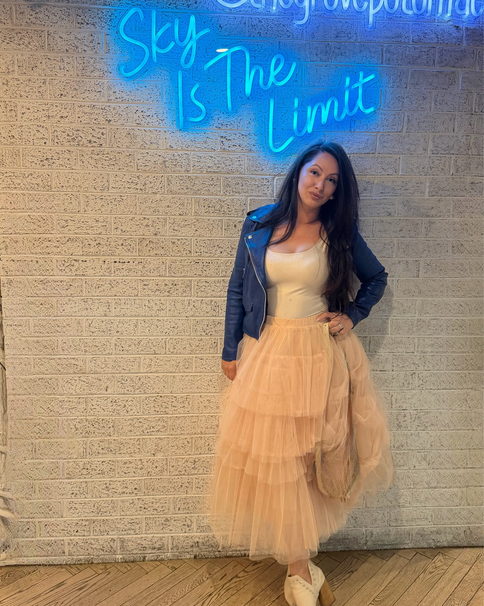 ✨ Outfit Inspiration vs. My Real-Life Look ✨

I saved this dreamy inspo pic because I loved the effortless mix of edgy + feminine — leather jacket, soft knit top, and that full layered tulle skirt that feels straight out of a Paris street moment 🤍

So of course I had to recreate it in my own way 🙌🏼

I paired my gorgeous layered tulle skirt from Chicwish with a fitted neutral top and a cropped moto jacket for that perfect balance. Instead of heels, I went with chic ankle boots to make it more wearable (because let’s be real… I need outfits that look amazing and work for real life).

The result?
Soft, romantic, but still powerful.
Princess energy… with a little edge. ✨

This Chicwish skirt is SUCH a statement piece — the volume, the movement, the layering — it instantly elevates even the simplest top. You can dress it up with heels or down with boots and a leather jacket like I did.

Everything is linked on my LTK 💕
Would you wear this more dressed up or more casual?  

For reference k am wearing L-XL , sizes do tend to run small. 

#ad sponsored #chicwish @Chicwish 

#LTKOver40 #LTKdayinmylife #LTKMidsize