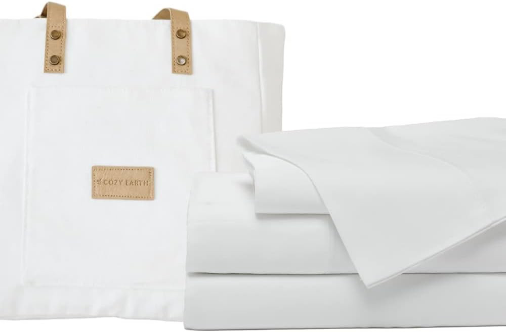 Cozy Earth White Queen Bamboo Sheet Set | Amazon (US)