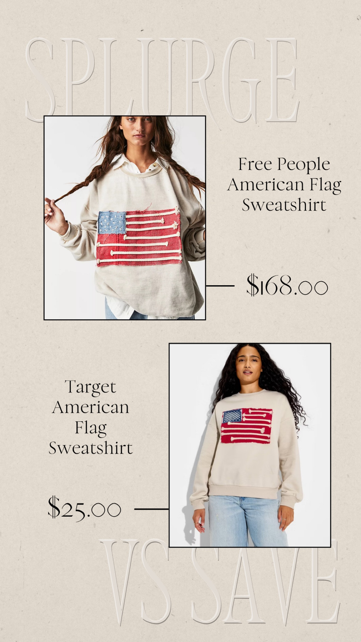 Splurge vs Save | Save vs Splurge | Memorial Day Sweatshirt | American Flag Sweatshirt 

#LTKootd #LTKSeasonal