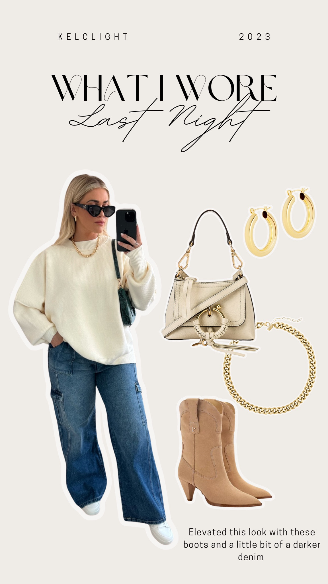 What I wore last night on Broadway✨🤍 This vici sweater is so good and on sale! I just got the jeans linked yesterday and they are actually so good! I am in a large sweater and a 10 in the jeans #sale #nightout #sweater 

#LTKmidsize #LTKSeasonal #LTKsalealert