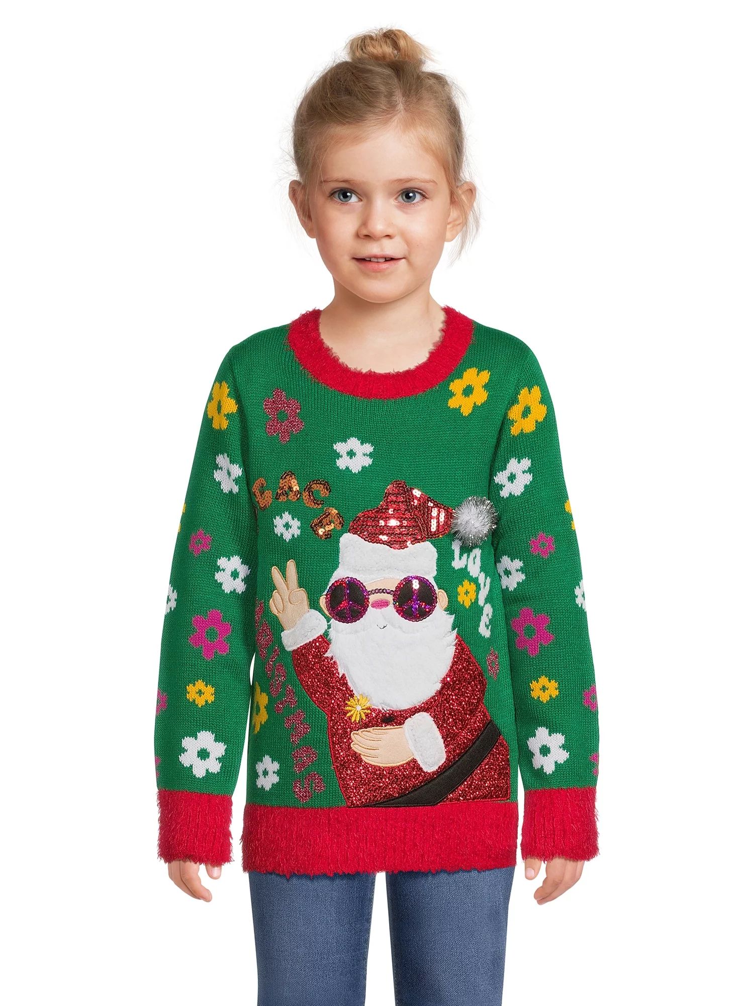 Holiday Time Girls Long Sleeve Christmas Sweater, Sizes 4-18 & Plus | Walmart (US)