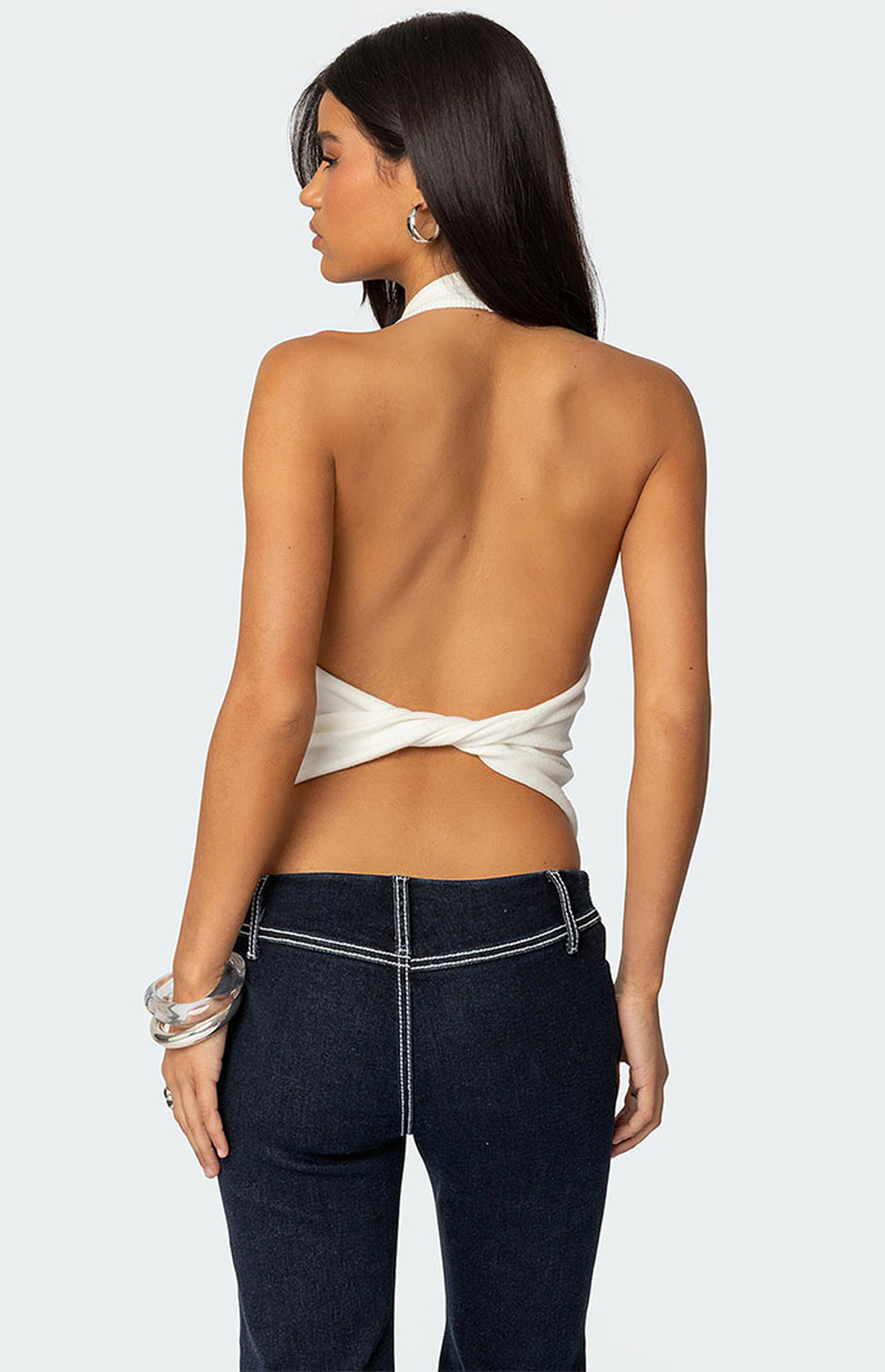 Edikted Twister Backless Knit Halter Top | PacSun