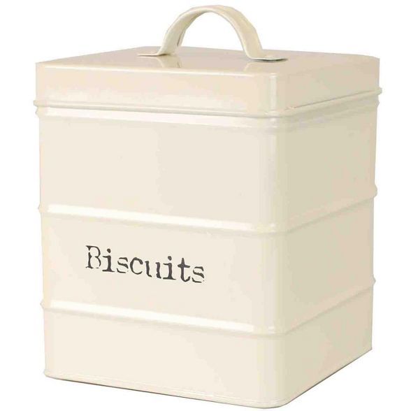 Home Basics Biscuits 2.8 LT Large Vintage Retro Enamel High Strength Tin Square Canister with Tig... | Target