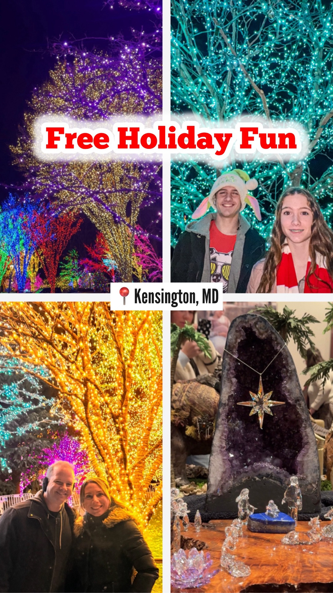 The annual Festival of Lights at the Washington DC Temple is a must-see holiday tradition featuring over 500,000 Christmas lights on the grounds and beautiful indoor displays inside the Visitors’ Center.

𝗪𝗵𝗮𝘁 𝘁𝗼 𝗘𝘅𝗽𝗲𝗰𝘁:
⭐️ Outdoor light displays + nativity scene
⭐️ 80+ nativity (crèche) displays representing 60+ countries
⭐️ Decorated Christmas trees from cultures around the world
⭐️Free nightly concerts in the Visitors’ Center thru Dec 24 begin at 6:30 PM

‼️ 𝗔 𝗙𝗥𝗘𝗘 𝗣𝗔𝗥𝗞𝗜𝗡𝗚 𝗣𝗔𝗦𝗦 𝗜𝗦 𝗥𝗘𝗤𝗨𝗜𝗥𝗘𝗗 𝗙𝗢𝗥 𝗘𝗡𝗧𝗥𝗬! 𝗚𝗿𝗮𝗯 𝗶𝘁 𝗵𝗲𝗿𝗲: 
𝘋𝘊𝘛𝘦𝘮𝘱𝘭𝘦𝘝𝘪𝘴𝘪𝘵𝘰𝘳𝘴𝘊𝘦𝘯𝘵𝘦𝘳.𝘰𝘳𝘨/𝘧𝘦𝘴𝘵𝘪𝘷𝘢𝘭-𝘰𝘧-𝘭𝘪𝘨𝘩𝘵𝘴

𝗧𝗶𝗽𝘀:
⭐️ Lights run daily through January 1
⭐️ Lights are on from dusk until 9 PM
⭐️ Everything is FREE, including parking
⭐️ Arrive early to avoid traffic
⭐️ Head to the crèche display right after the concert to avoid long lines

PS — Head to FunFitnessFamily.com for even more free holiday events across DC, Maryland & Northern Virginia!