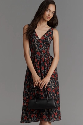 Arose Studio Sleeveless V-Neck Floral Midi Dress | Anthropologie (US)