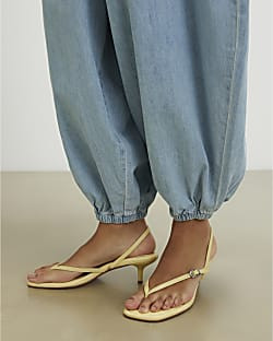 Yellow Toe Thong Low Heeled Sandals | River Island UK & IE
