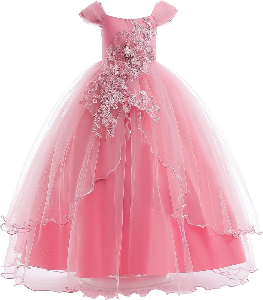 Weileenice Vintage Off The Shoulder Flower Girl Dress Lace Embroidery Little/Big Girls Wedding Br... | Amazon (US)