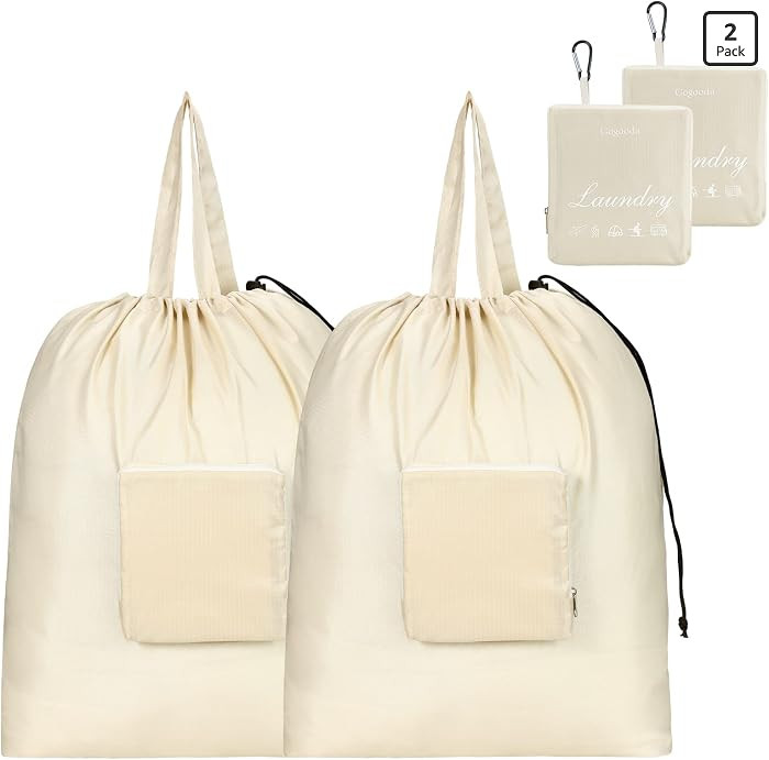 Travel Laundry Bags with Drawstring Closure XL Large with Handle | Amazon (US)