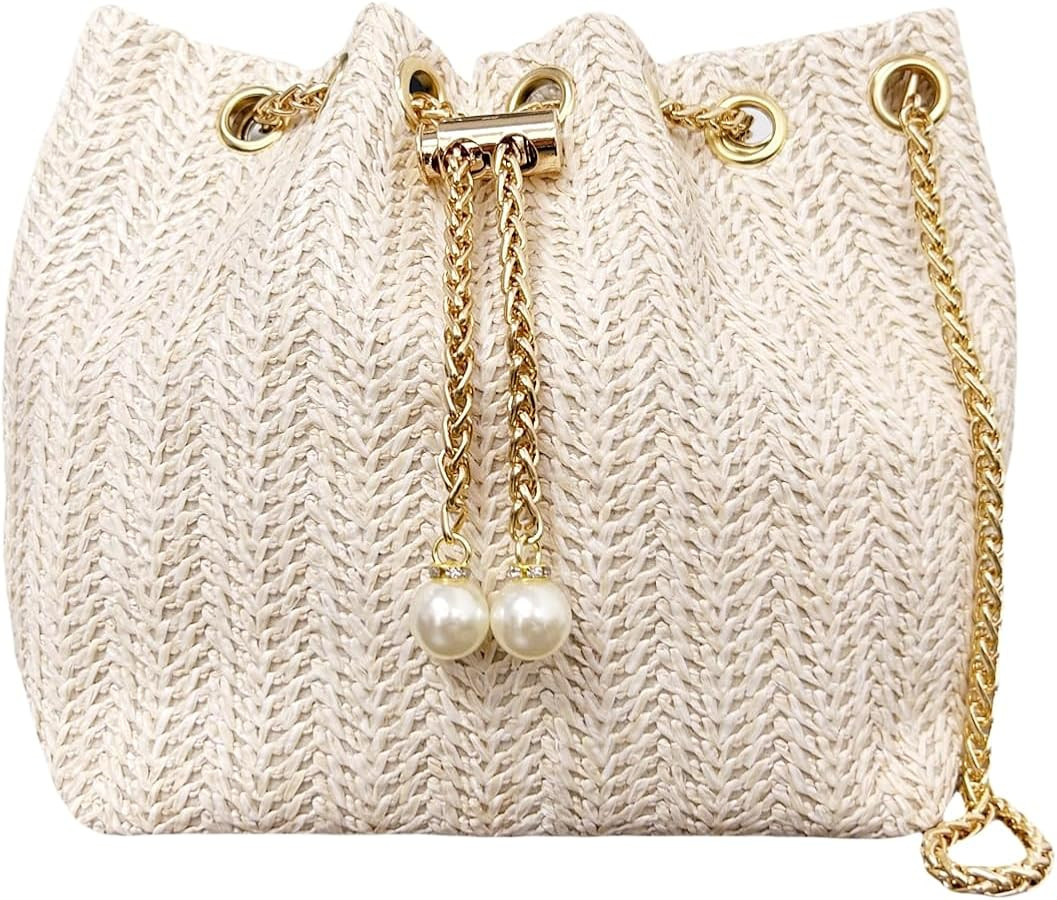 Mini Straw Bucket Bag for Women, Small Woven Crossbody Purse Cute Boho Shoulder Handbag Spring Su... | Amazon (US)