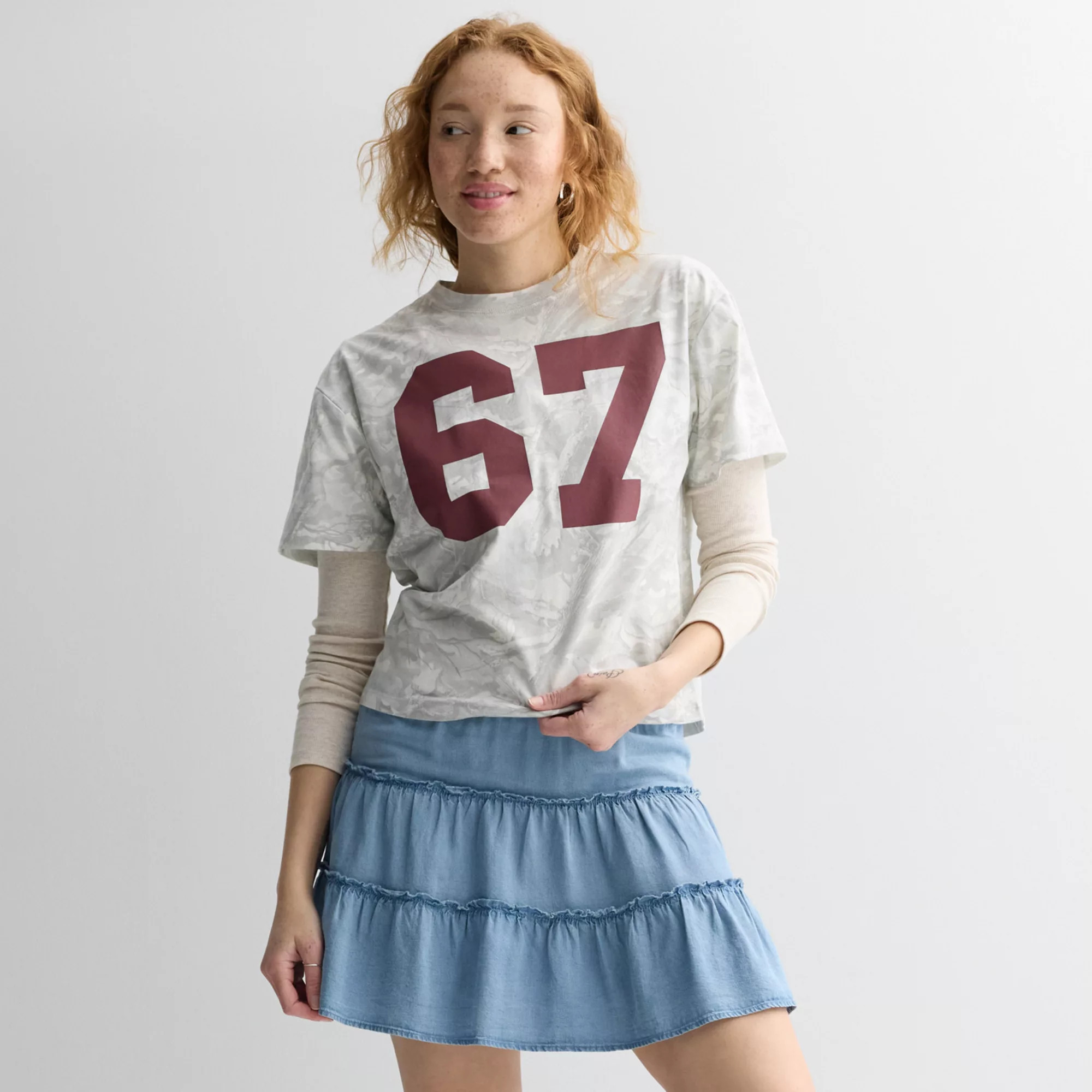 Juniors' Camo Short Sleeve Cropped Tee | Kohl's