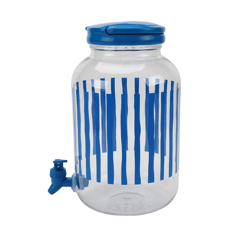 Mainstays 1.2-Gallon Acrylic Stripe Beverage Dispenser, Blue - Walmart.com | Walmart (US)