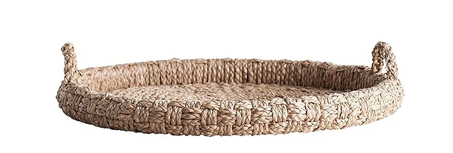 Creative Co-Op Round Braided Bankuan Tray with Handles | Amazon (US)