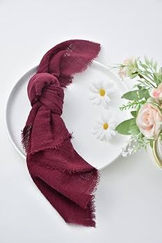 Joanlody Handmade Gauze Napkins 16.5x16.5 Inches Cotton Cloth Napkins with Fringe Rustic Dinner N... | Amazon (US)