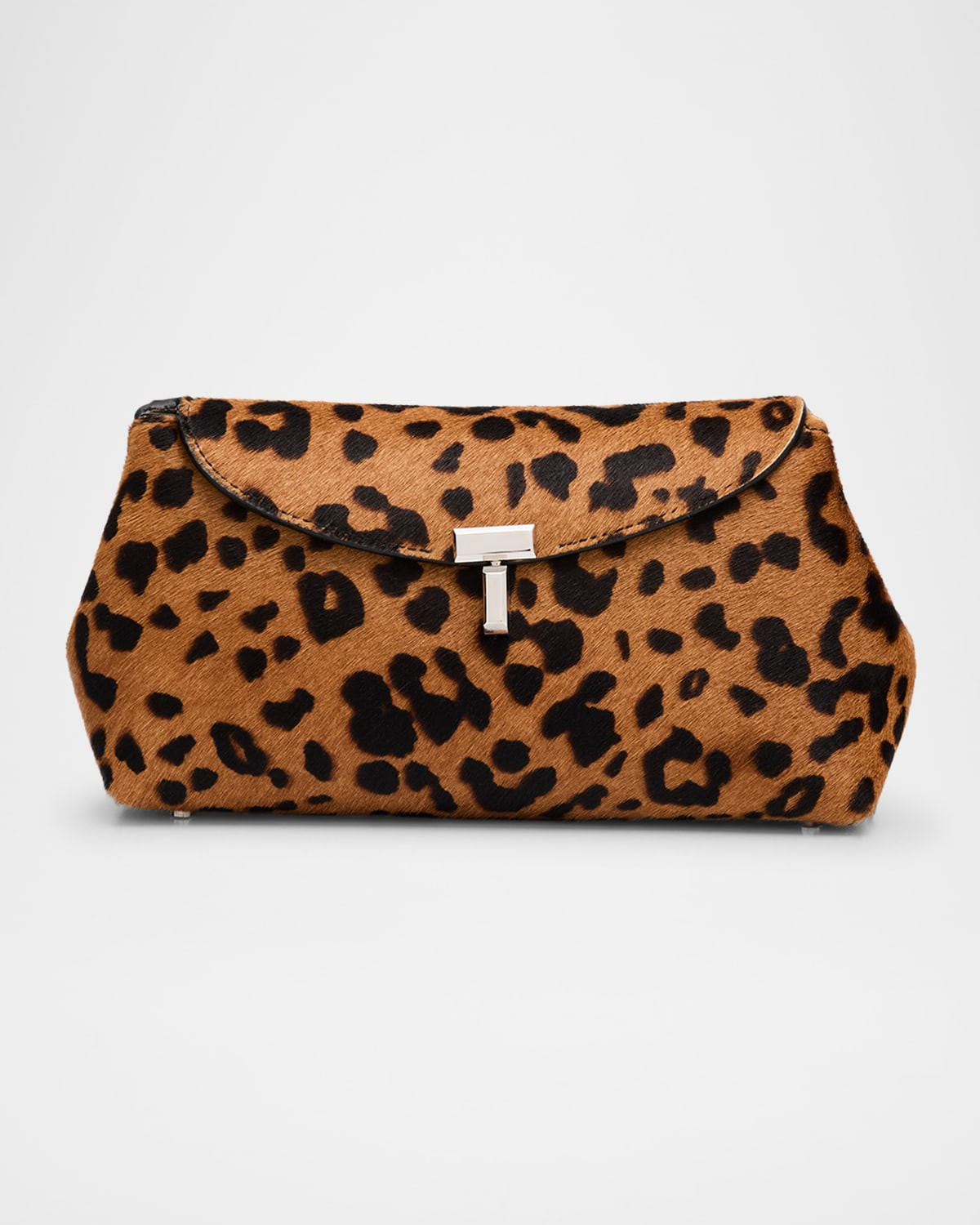 Mini T-Lock Leopard Naplack and Pony Hair Clutch | Neiman Marcus