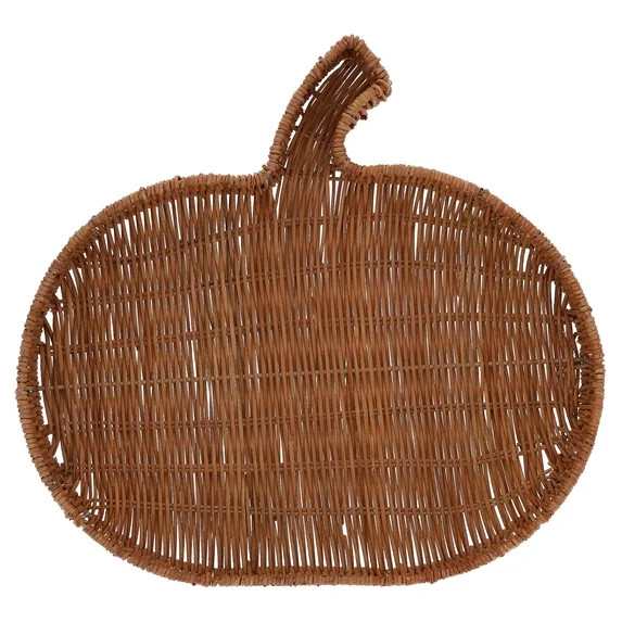 Rattan Pumpkin-Shaped Decorative Tray, Brown, 15", Fall by Way To Celebrate | Walmart (US)