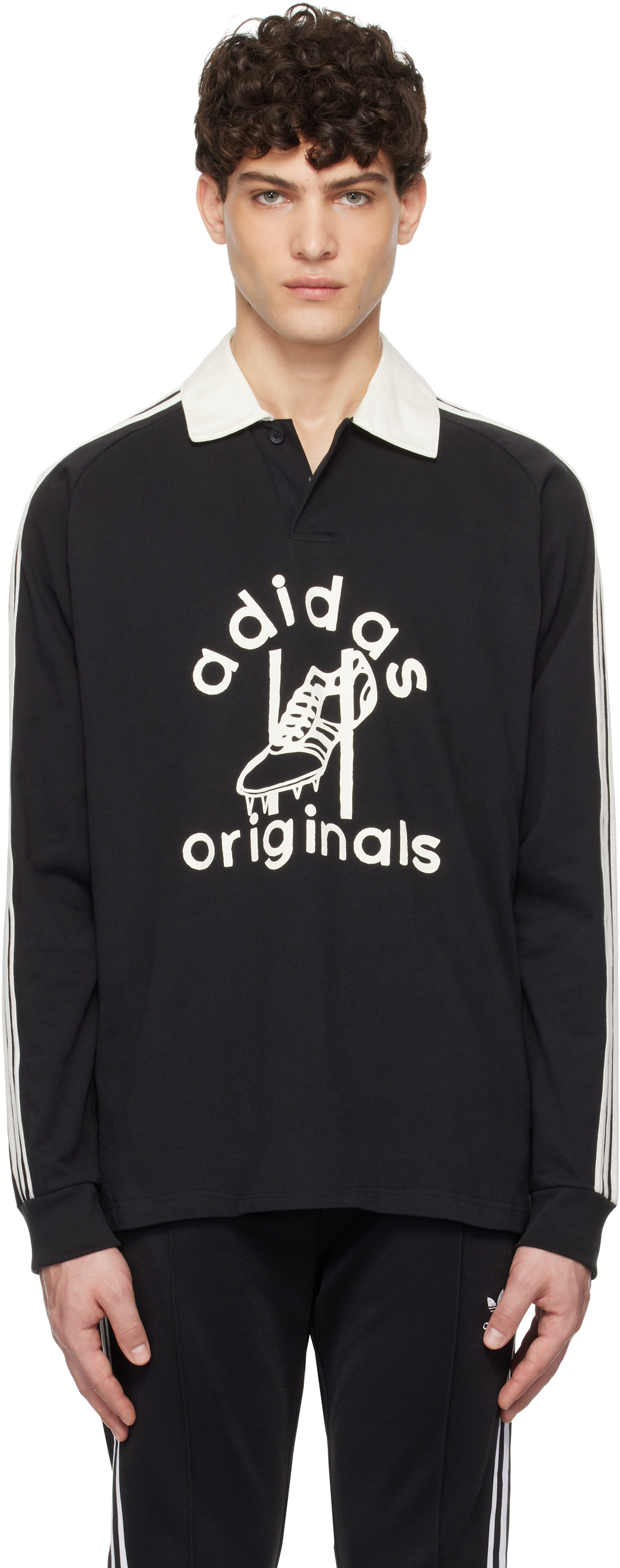 adidas Originals Black Rugby Polo | SSENSE