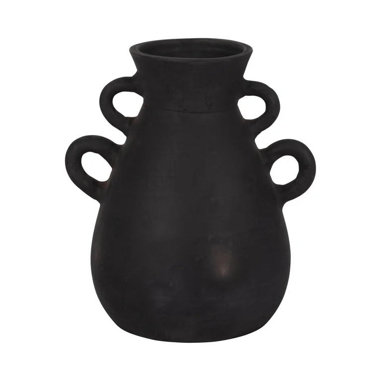 Boho Pottery Vase - Handcrafted Terracotta Amphora with 4 Handles - Modern Farmhouse Decor for Ho... | Walmart (US)