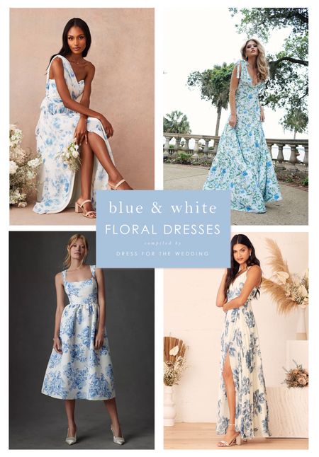 Blue and white floral dresses for bridesmaids 🩵🤍 Romantic blue and white dresses for summer , blue floral dress, blue floral maxi dress, blue floral midi dress. 

#LTKSeasonal #LTKWedding #LTKParties