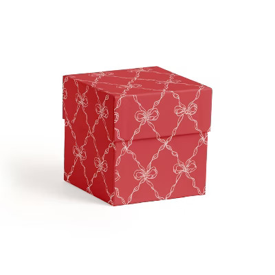 Minted 5"x5" Ribbon Lattice Small Gift Box Red/IvoryThis item is not available | Target