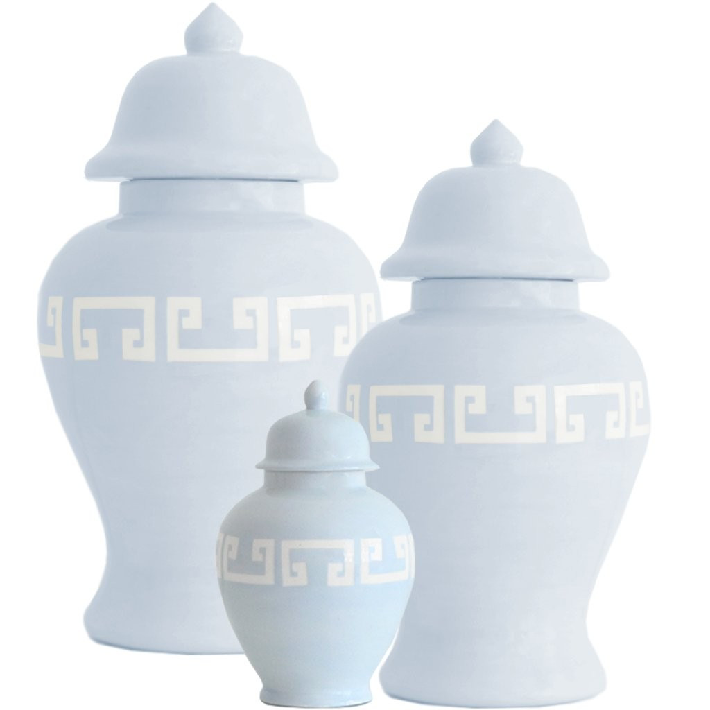 Hydrangea Blue Greek Key Ginger Jars | Lo Home by Lauren Haskell Designs