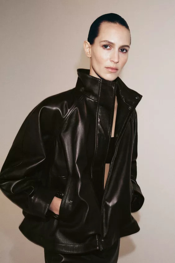100% LEATHER BOMBER JACKET ZW COLLECTION | Zara US