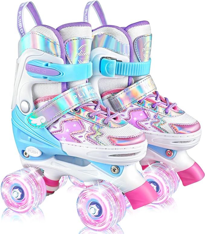 PLIIMONA Girls Roller Skates, 4 Size Adjustable All 8 Light up Wheels Roller Skate for Boys, Begi... | Amazon (US)