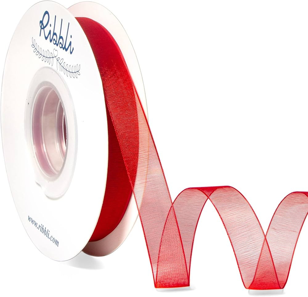 Ribbli Red Organza Ribbon,1/2 Inches x Continuous 50 Yard,Red Sheer Ribbon for Gift Wrapping,Cook... | Amazon (US)