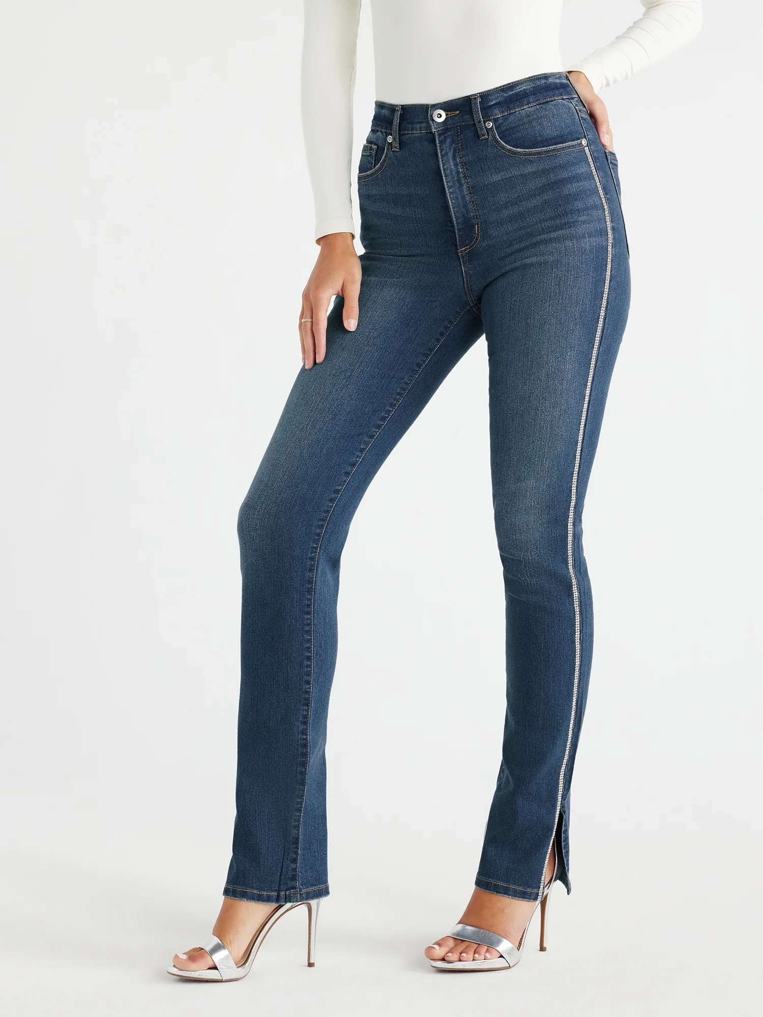 Sofia Jeans Women's Eden 90s Straight High Rise Embellished Jeans, 30.5" Inseam, Sizes 2-20 | Walmart (US)