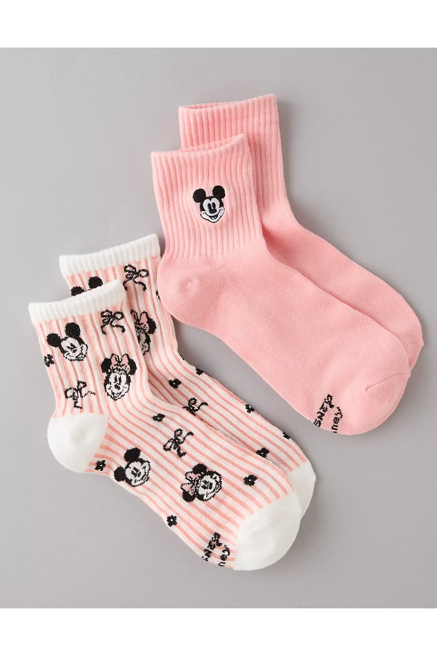 AE Disney Striped Boyfriend Socks 2-Pack Women's White One Size | American Eagle Outfitters (US & CA)