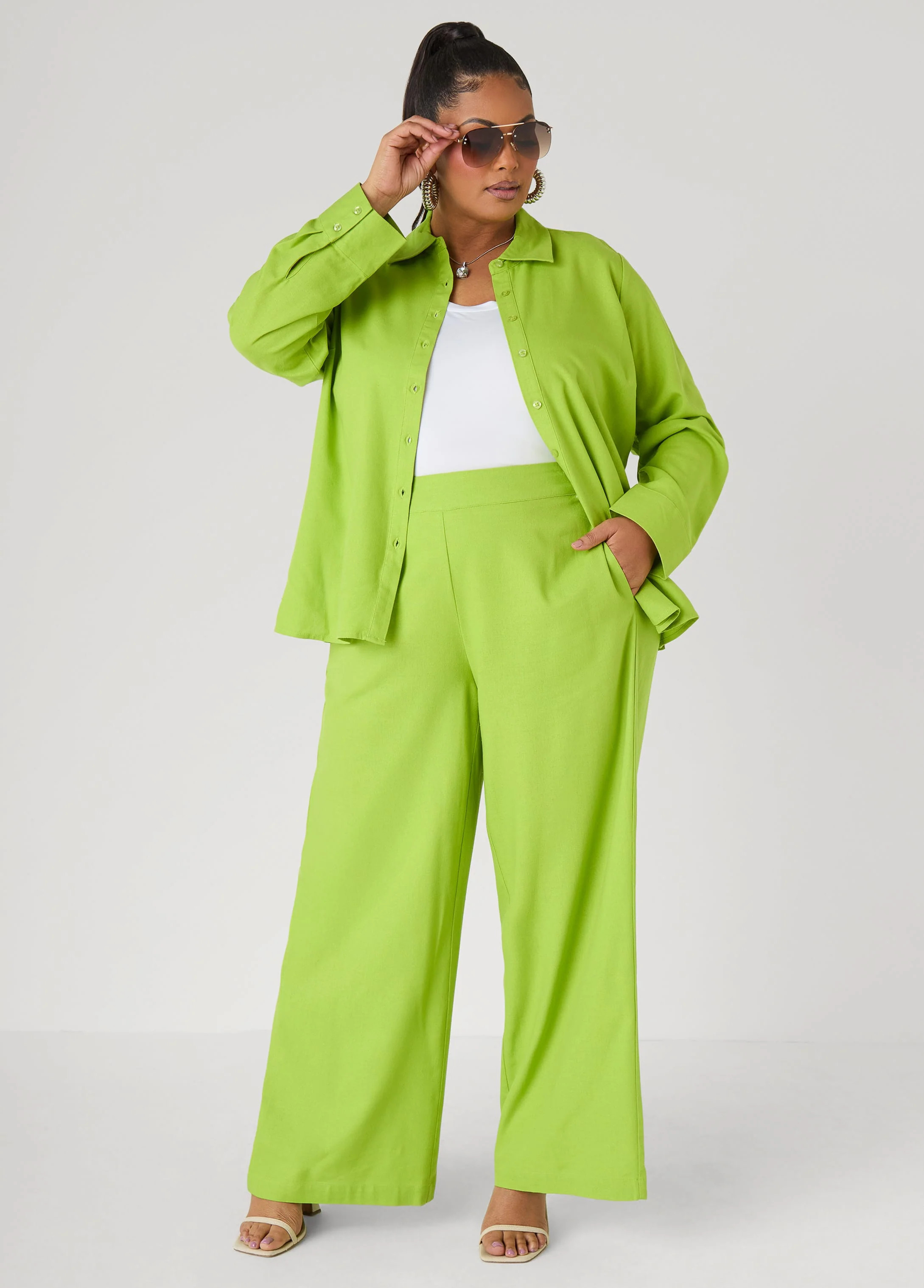 Pull On Linen Blend Pants | Ashley Stewart