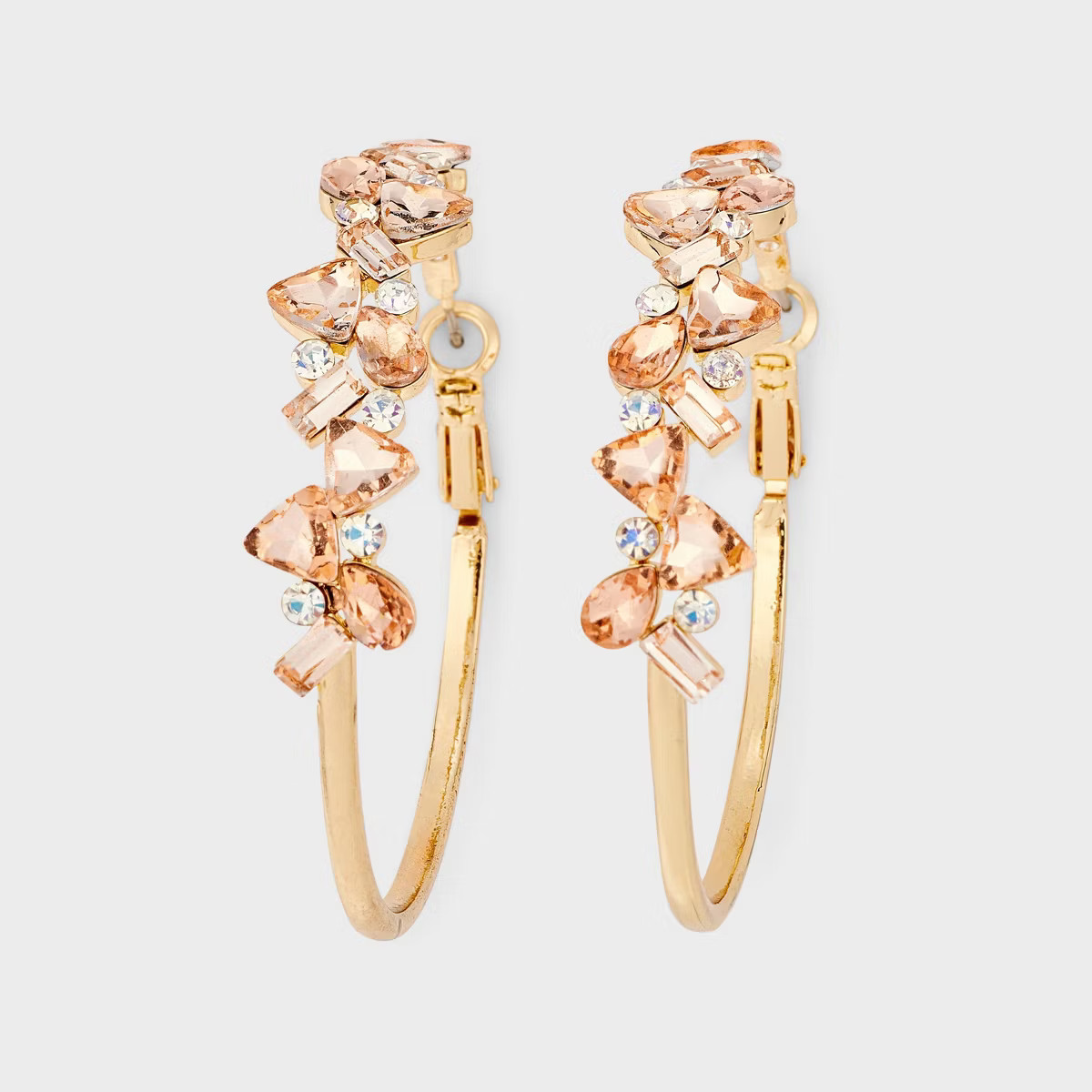 Peach Glass Stone Hoop Earrings - A New Day™ Gold | Target