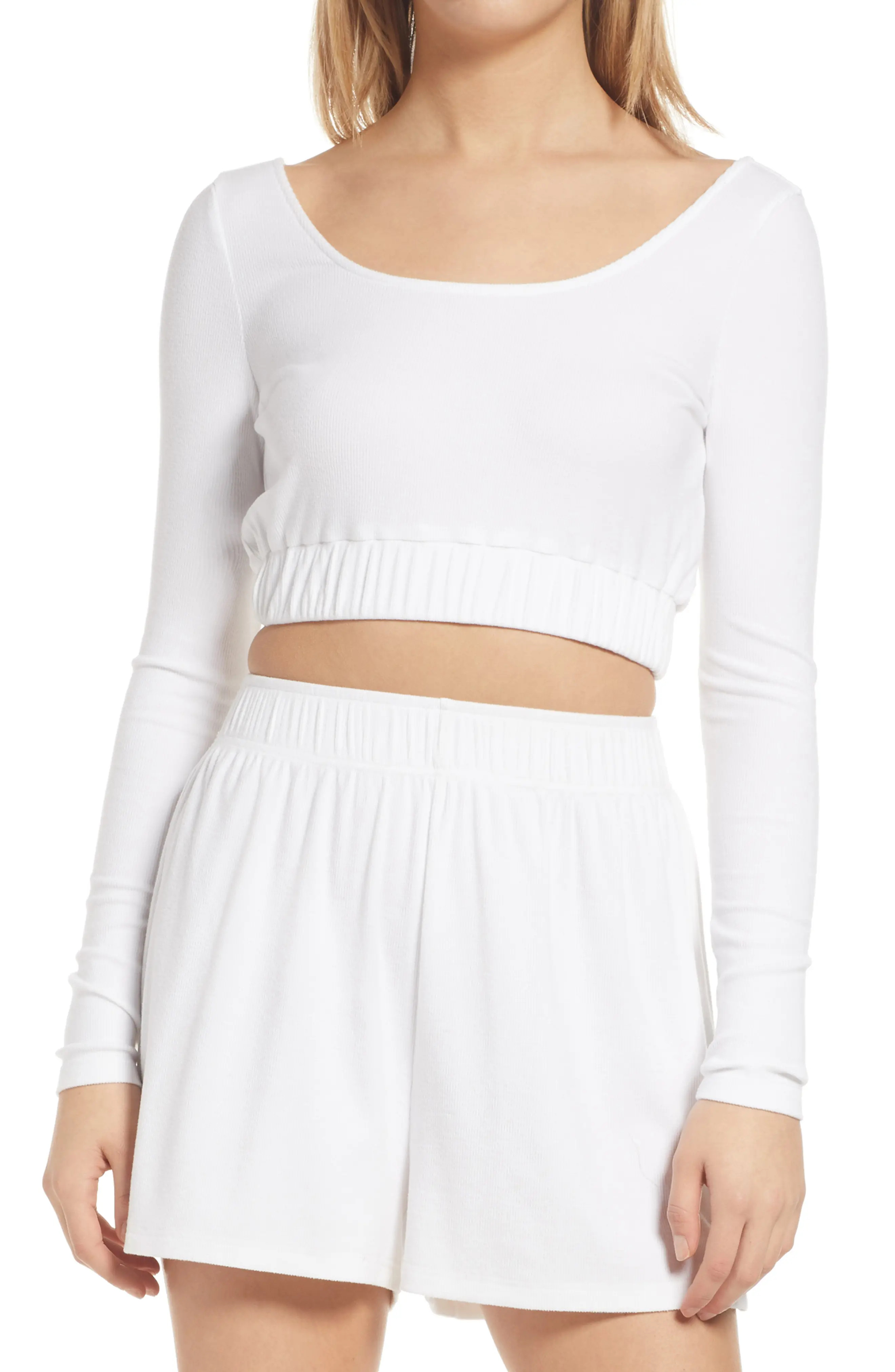 Women's 4Th & Reckless Robyn Ribbed Crop Top, Size Medium - White | Nordstrom