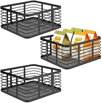 mDesign Modern Decor Metal Wire Food Organizer Storage Bin Baskets for Kitchen Cabinets, Pantry, ... | Amazon (US)