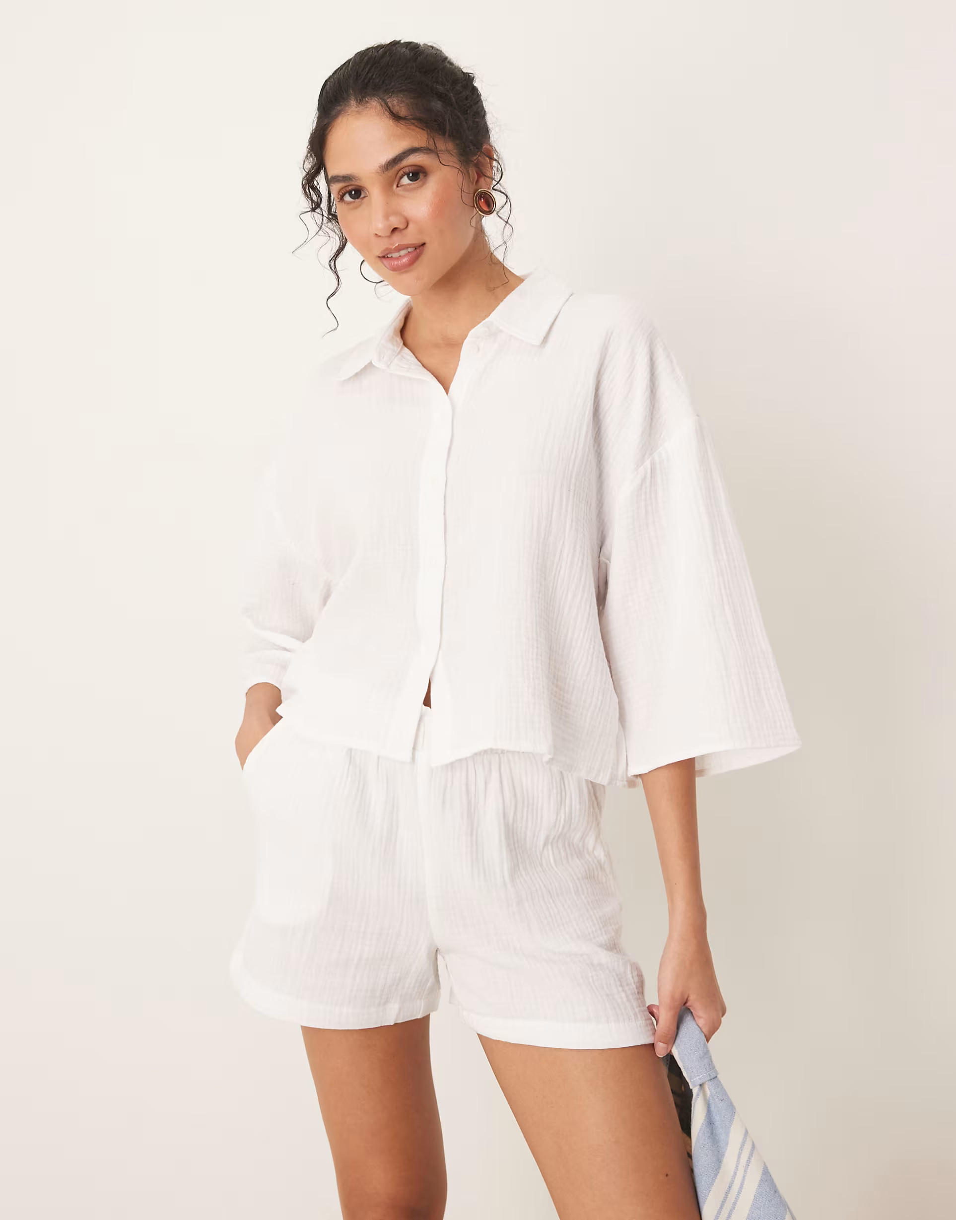 JDY cropped cheesecloth shirt in white - part of a set | ASOS | ASOS (Global)