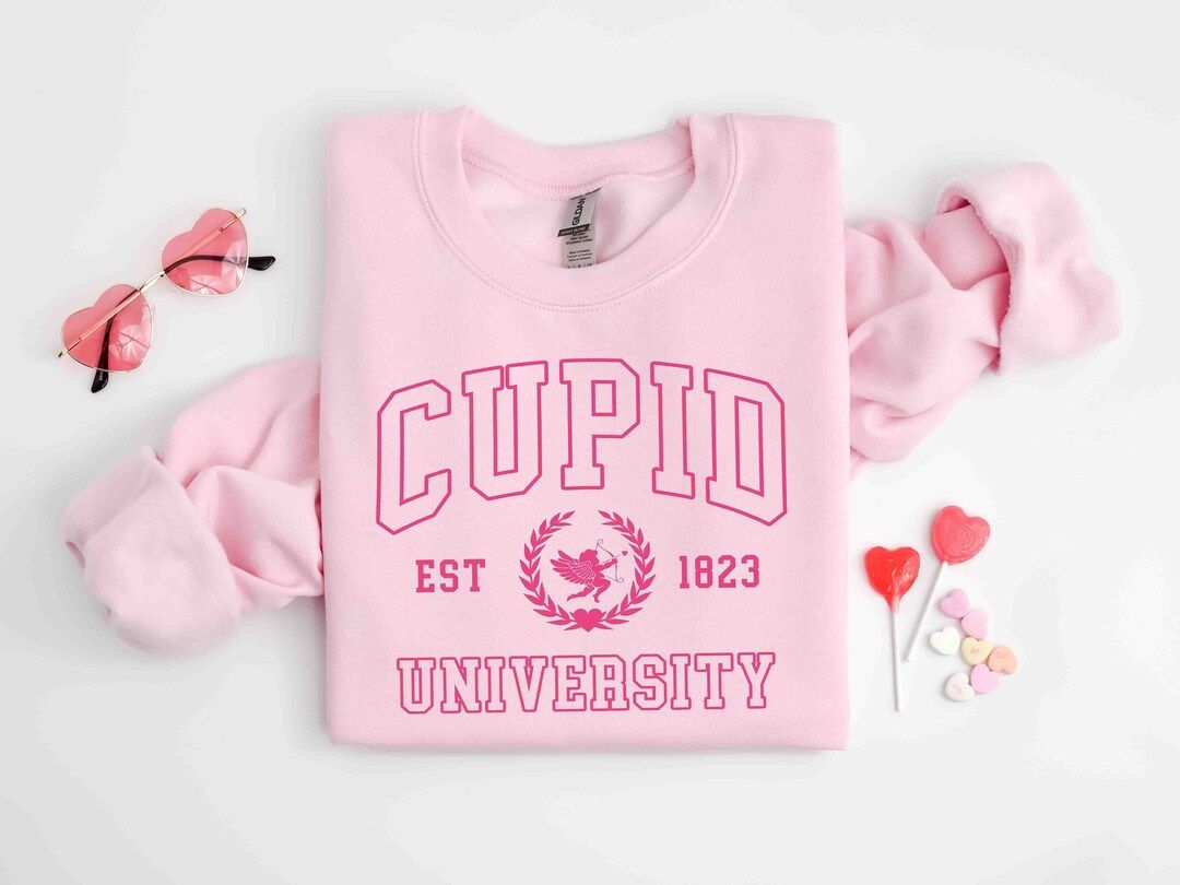 Cupid University Sweatshirt, Cute Valentine's Day Shirt, Funny College Sweatshirt, Love Crewneck ... | Etsy (US)
