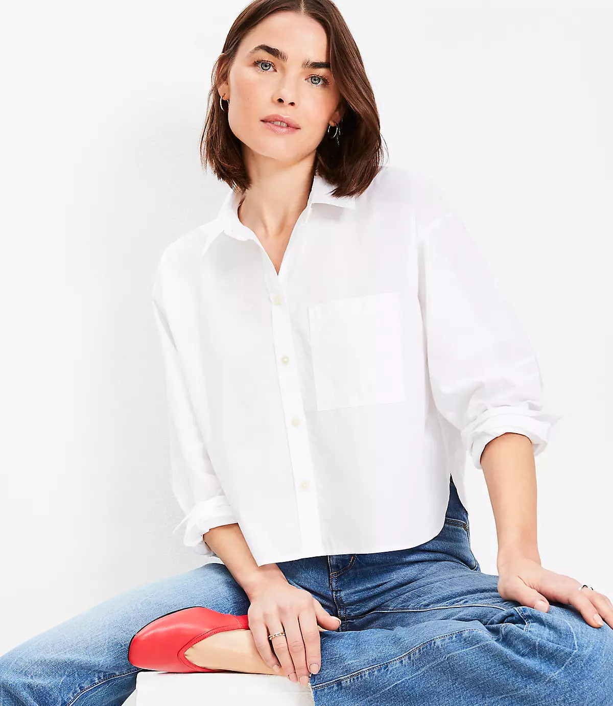 Poplin Modern Pocket Shirt | LOFT
