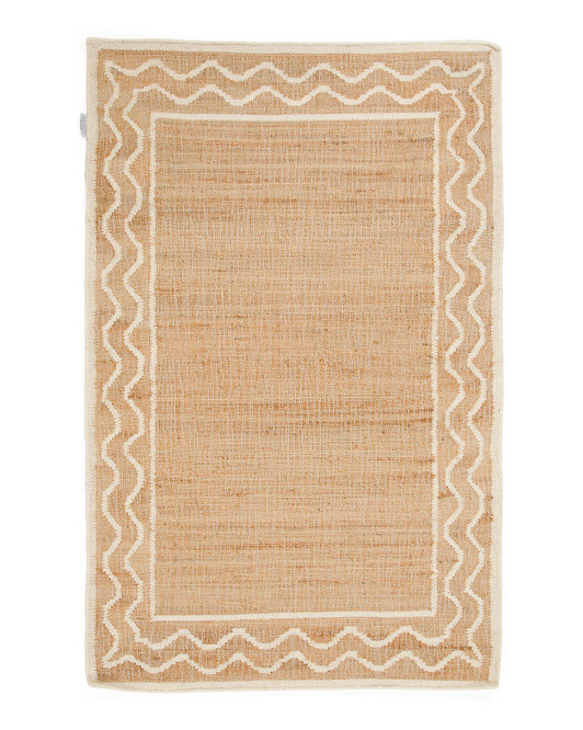 Scalloped Edge Handwoven Natural Fiber Area Rug | TJ Maxx