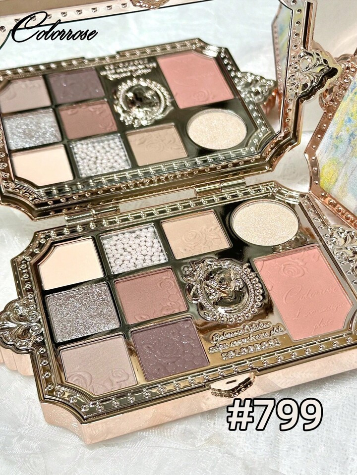 COLORROSE Paleta De Sombras Em Pó Acetinado Fosco, Paleta De Maquiagem All-In-One, Altamente Pigmentada, Sombra Brilhante De Longa Duração Fosca, Leve, Suave, Com Espelho, Pó Iluminador De Contorno Blush, Tudo Em Uma Paleta De Maquiagem | SHEIN