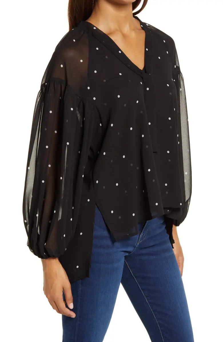 Halogen® Polka Dot Long Sleeve Blouse | Nordstrom | Nordstrom